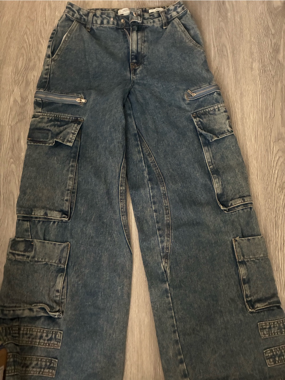 Forever 21 Dark Blue Slim Straight Cargo Jeans